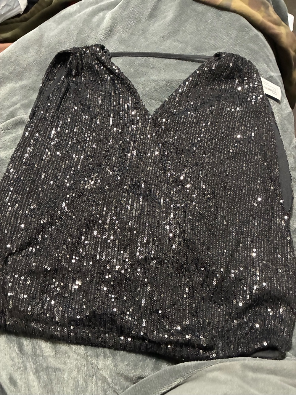 fab'rik Black Sequin V-Neck Camisole